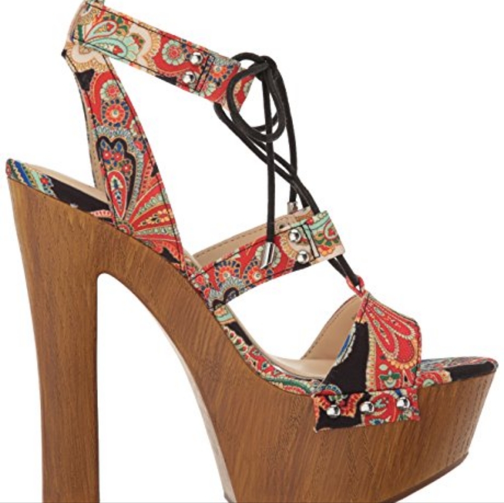 Jessica Simpson Red and Black Platform Sandals